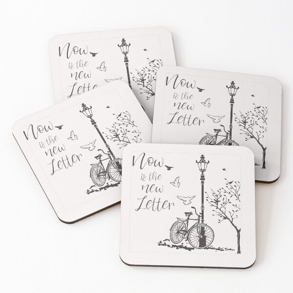 Item preview, Vintage Bicycle and Street Lamp Wall Sticker with "Now is the New Letter" Inspirational Quote designed and sold by CeresGraphic.