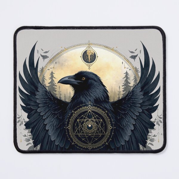 Item preview, Celestial Raven Watercolor | Gothic Crow Moon Art | Sacred Geometry Bird designed and sold by Biedroneczka.