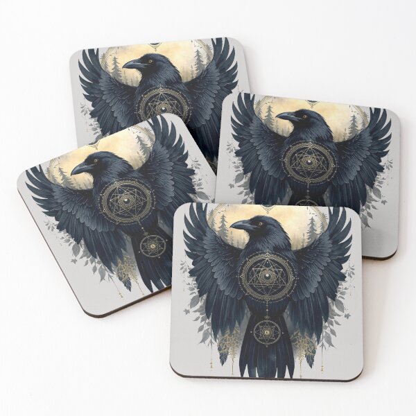 Item preview, Celestial Raven Watercolor | Gothic Crow Moon Art | Sacred Geometry Bird designed and sold by Biedroneczka.