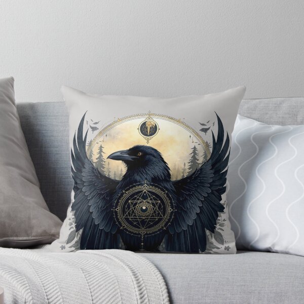 Item preview, Celestial Raven Watercolor | Gothic Crow Moon Art | Sacred Geometry Bird designed and sold by Biedroneczka.