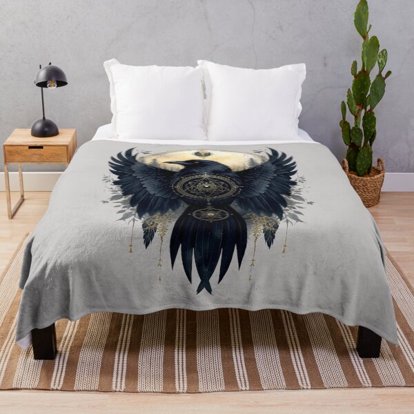 Item preview, Celestial Raven Watercolor | Gothic Crow Moon Art | Sacred Geometry Bird designed and sold by Biedroneczka.
