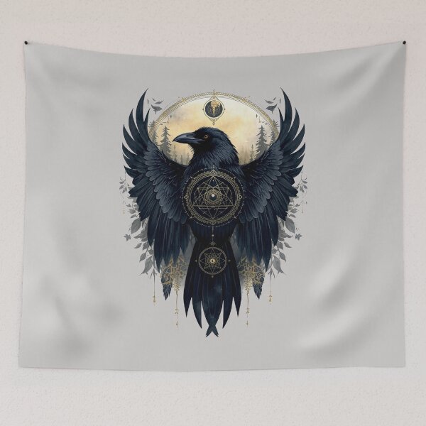Item preview, Celestial Raven Watercolor | Gothic Crow Moon Art | Sacred Geometry Bird designed and sold by Biedroneczka.