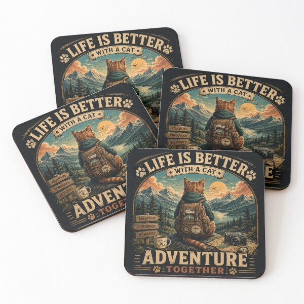 Item preview, Adventure Together Life Is Better With A Cat Vintage Hiking Cat Lover Design designed and sold by Globivara Studio.