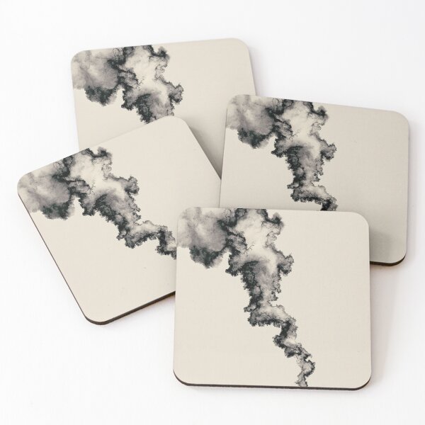 Item preview, Organic Ink Wash Smoke Abstract on Beige Minimalist Art designed and sold by SlowRegardArt.