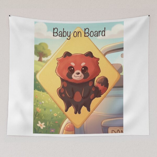 Item preview, Cute Red Panda Baby on Board Car Sign designed and sold by AirCrayons27.