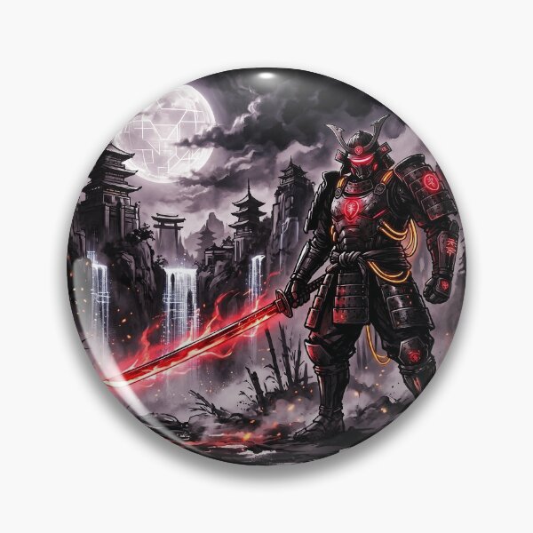 Item preview, Cyberpunk Japanese Sumie Red Samurai Warrior designed and sold by Osmose-Studio.