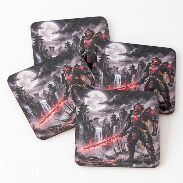 Item preview, Cyberpunk Japanese Sumie Red Samurai Warrior designed and sold by Osmose-Studio ⭐⭐⭐⭐⭐.