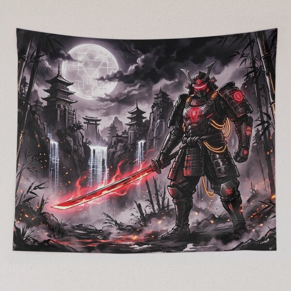 Item preview, Cyberpunk Japanese Sumie Red Samurai Warrior designed and sold by Osmose-Studio.