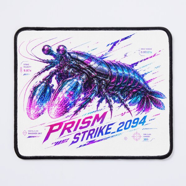 Item preview, Prism Strike 2094 Cyber Mantis Shrimp – Neon Biomechanical Crustacean Design designed and sold by FusiTink.
