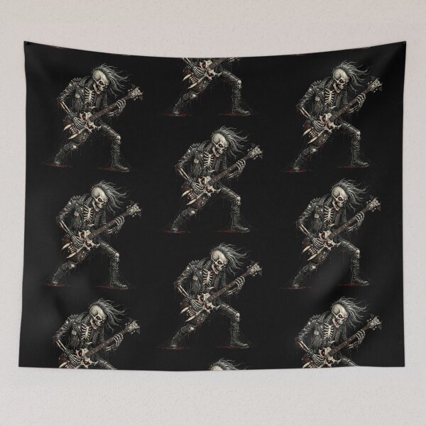 Item preview, Skeleton Guitarist Heavy Metal — Dark Rock Creepy Art designed and sold by David Mateo ArtWorks.