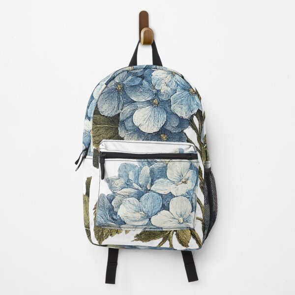 Item preview, Vintage Blue Hydrangea Bouquet on Black Background – Elegant Botanical Floral Art designed and sold by Joyfulfabric.