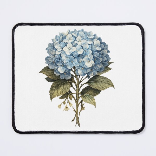 Item preview, Vintage Blue Hydrangea Bouquet on Black Background – Elegant Botanical Floral Art designed and sold by Joyfulfabric.