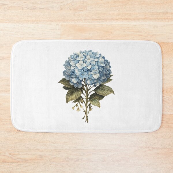 Item preview, Vintage Blue Hydrangea Bouquet on Black Background – Elegant Botanical Floral Art designed and sold by Joyfulfabric.