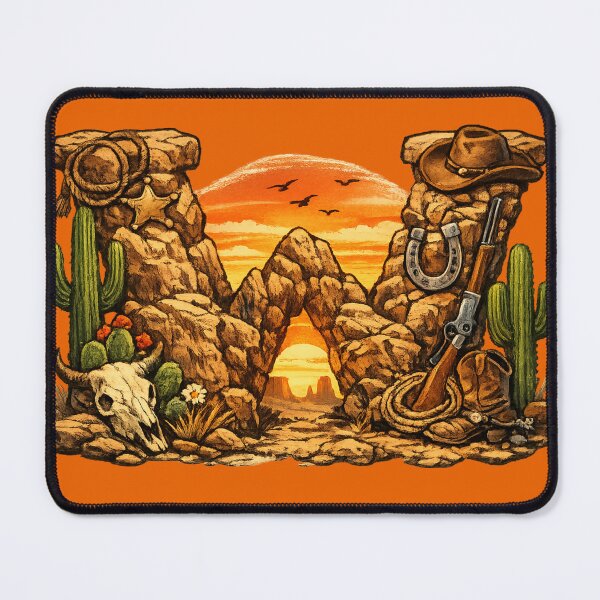 Item preview, Wild West Letter W - Western Desert Alphabet - Cowboy Initial W - Southwest Cactus Typography Art designed and sold by irfanshikh.