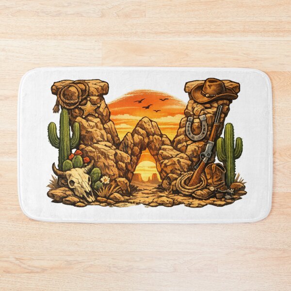 Item preview, Wild West Letter W - Western Desert Alphabet - Cowboy Initial W - Southwest Cactus Typography Art designed and sold by irfanshikh.