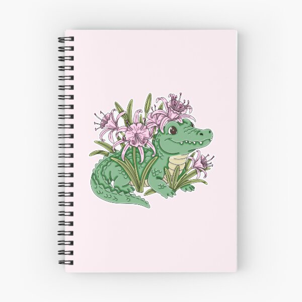 Item preview, Cute Alligator with Pink Alligator Lily Flowers Aesthetic designed and sold by Kaimarbe | Cute Stickers & Apparel.