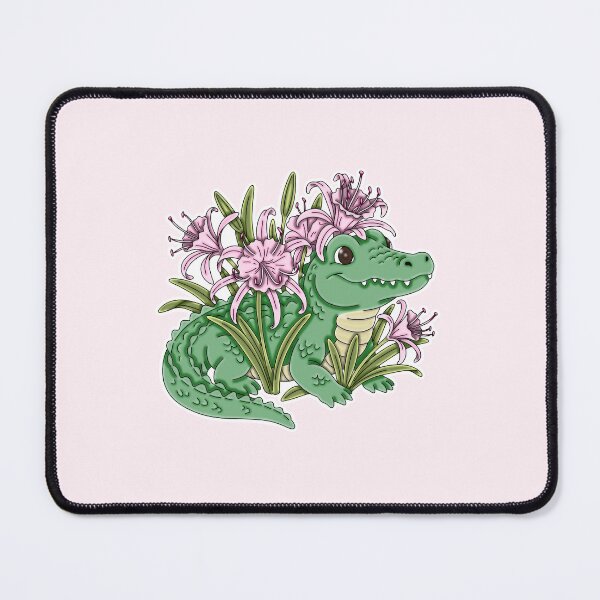 Item preview, Cute Alligator with Pink Alligator Lily Flowers Aesthetic designed and sold by Kaimarbe | Cute Stickers & Apparel.