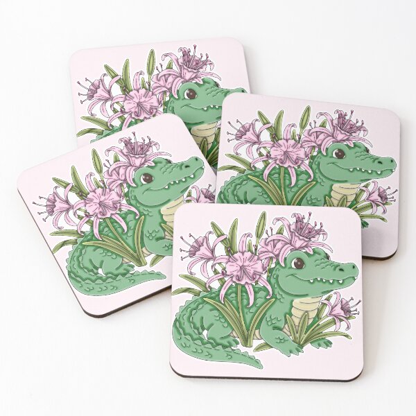 Item preview, Cute Alligator with Pink Alligator Lily Flowers Aesthetic designed and sold by Kaimarbe | Cute Stickers & Apparel.