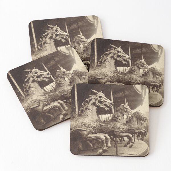 Item preview, Haunted Carousel Horses Vintage Gothic Fairground designed and sold by SpecInkStudio.