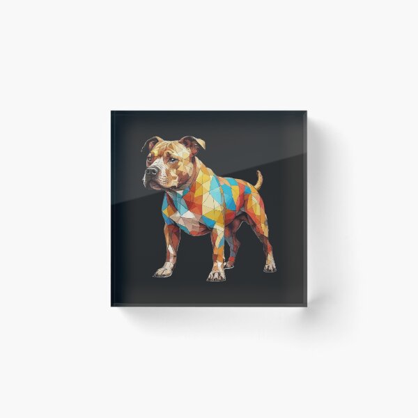 Item preview, Geometric Staffordshire Bull Terrier Art – Modern Pet Art designed and sold by Tklezardesigns.