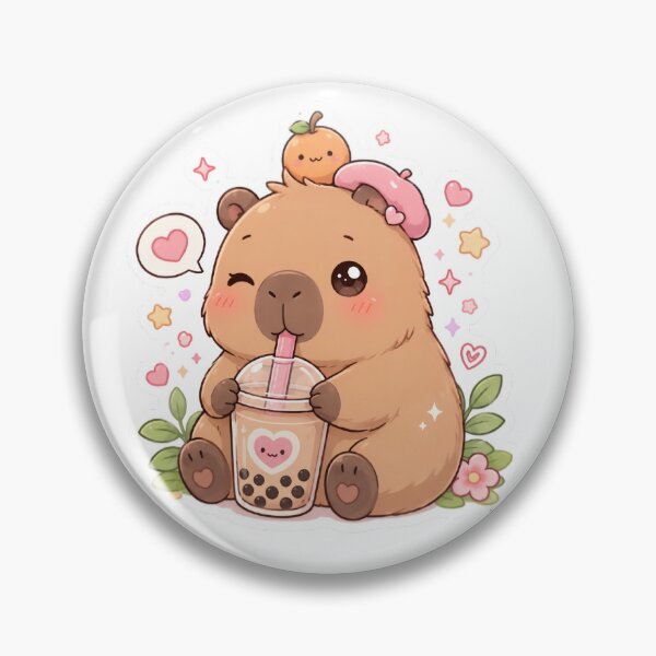 Item preview, Kawaii Capybara Bubble Tea Sticker designed and sold by PixelMood Stickers.