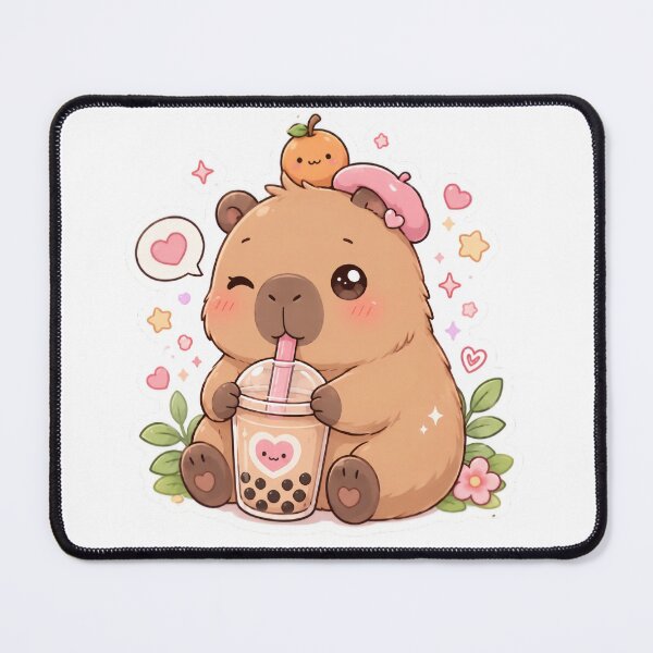 Item preview, Kawaii Capybara Bubble Tea Sticker designed and sold by PixelMood Stickers.