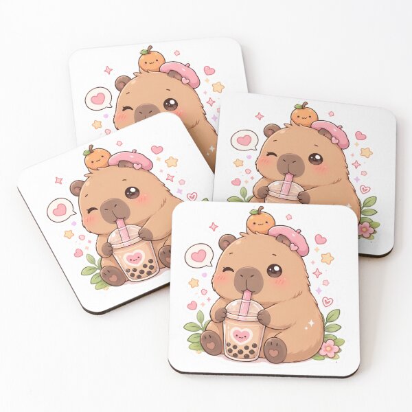 Item preview, Kawaii Capybara Bubble Tea Sticker designed and sold by PixelMood Stickers.