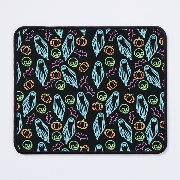 Item preview, Neon Halloween Pattern with Skulls, Ghosts, Pumpkins & Bats designed and sold by Hallowed Artistry.