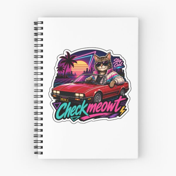 Item preview, Checkmeowt 80s Synthwave Cat Driving Retro Convertible designed and sold by extrisiceye.