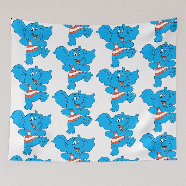 Item preview, Retro Blue Elephant - 90s Cartoon Mascot & Vintage Striped Shirt  designed and sold by Tokraz-art.