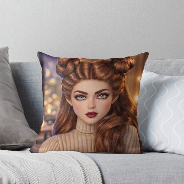 Item preview, Elegant Girl Portrait with Wavy Brown Hair and Double Buns designed and sold by Nonanany.