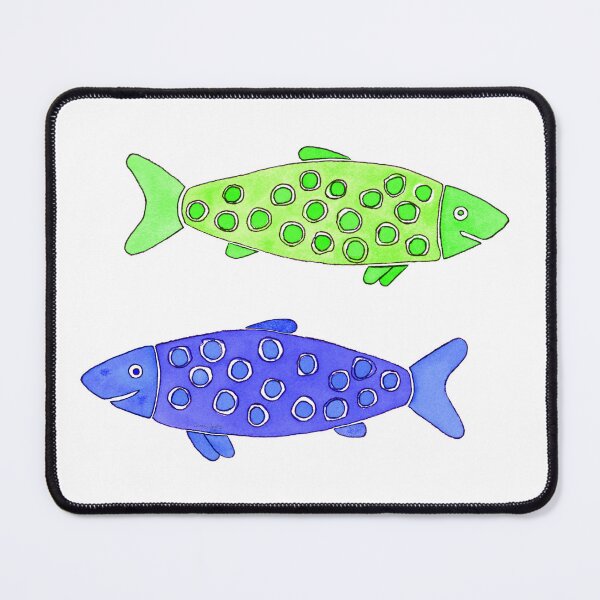 Item preview,  Blue and Lime Spotted Watercolor Fish designed and sold by AlinaArt&Design.