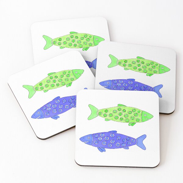 Item preview,  Blue and Lime Spotted Watercolor Fish designed and sold by AlinaArt&Design.
