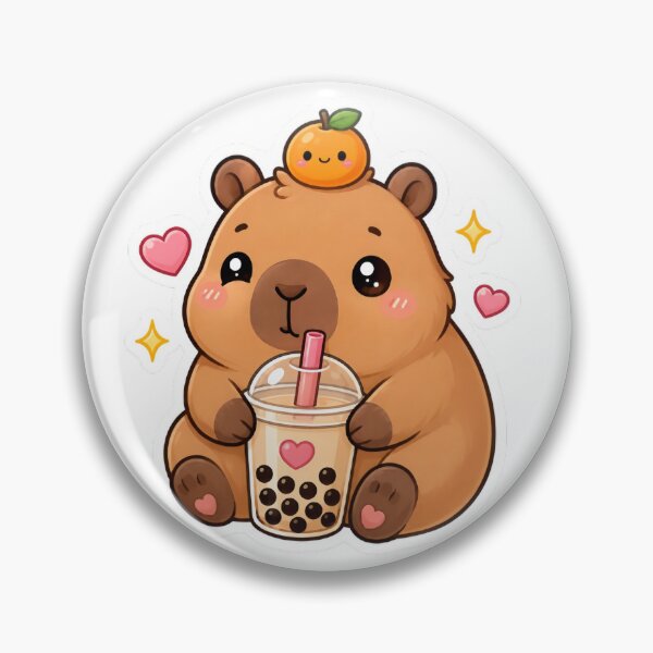 Item preview, Cute Kawaii Capybara Bubble Tea Sticker designed and sold by PixelMood Stickers.