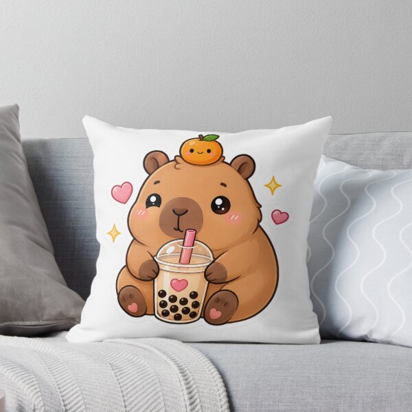 Item preview, Cute Kawaii Capybara Bubble Tea Sticker designed and sold by PixelMood Stickers.