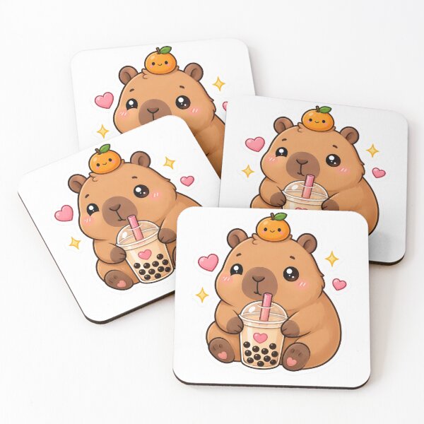 Item preview, Cute Kawaii Capybara Bubble Tea Sticker designed and sold by PixelMood Stickers.