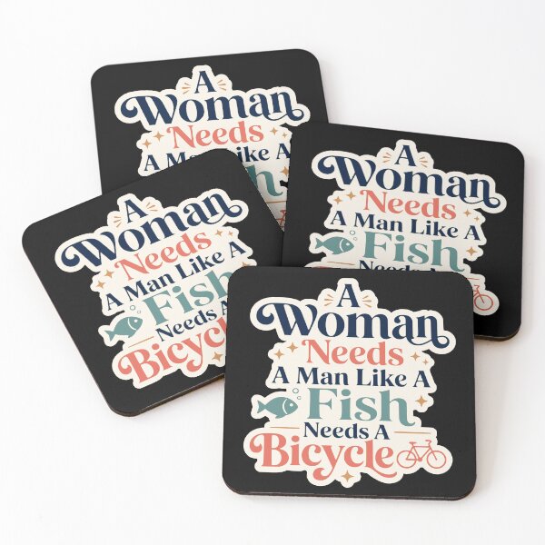 Item preview, A Woman Needs A Man Like A Fish Needs A Bicycle Feminist Typography designed and sold by ArtsyExplorer.