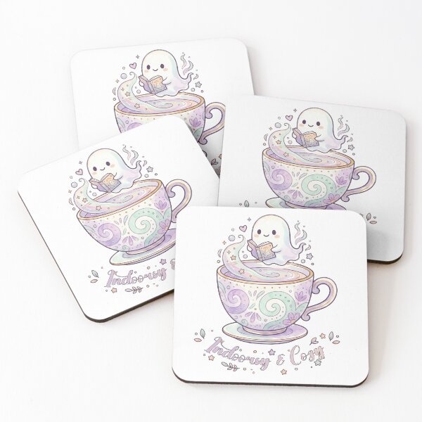 Item preview, Cute Ghost in Teacup Reading Book - Indoorsy & Cozy Art designed and sold by fit-and-fine26.