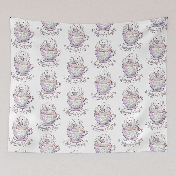 Item preview, Cute Ghost in Teacup Reading Book - Indoorsy & Cozy Art designed and sold by fit-and-fine26.
