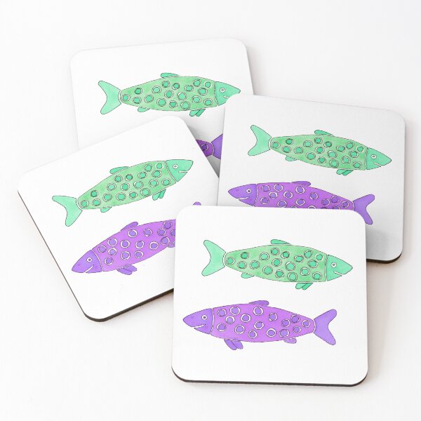 Item preview, Pistachio and Purple Spotted Watercolor Fish designed and sold by AlinaArt&Design.