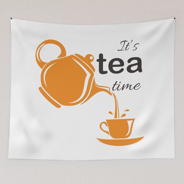 Item preview,  It's Tea Time Wall Art Decal - Minimalist Orange Teapot and Cup Sign for Kitchen & Cafe designed and sold by CeresGraphic.
