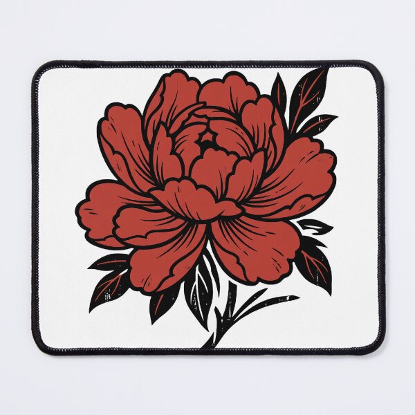 Item preview, Red Peony Tattoo Flash — Bold Ink Botanical Illustration designed and sold by BumbleBloom7.