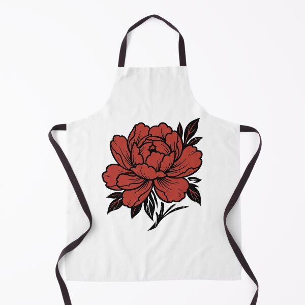 Item preview, Red Peony Tattoo Flash — Bold Ink Botanical Illustration designed and sold by BumbleBloom7.