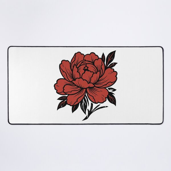 Item preview, Red Peony Tattoo Flash — Bold Ink Botanical Illustration designed and sold by BumbleBloom7.