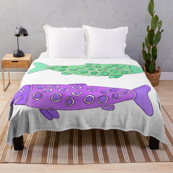 Item preview, Pistachio and Purple Spotted Watercolor Fish designed and sold by AlinaArt&Design.