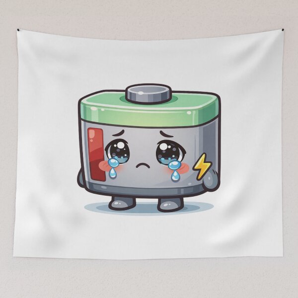 Item preview, Cute Sad Crying Low Battery Sticker designed and sold by Tom-Riley.