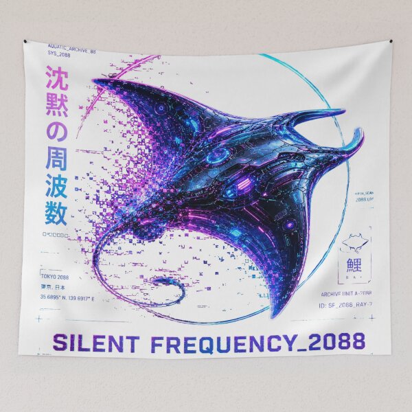 Item preview, Silent Frequency 2088 Cyber Stingray – Neon Biomechanical Ray Design designed and sold by FusiTink.