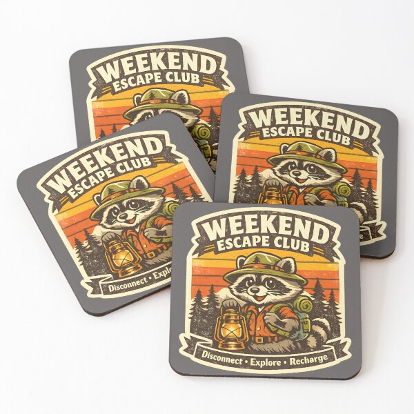 Item preview, Weekend Escape Club Retro Camping Raccoon Vintage Outdoor Adventure Sticker designed and sold by Akter-sikder.