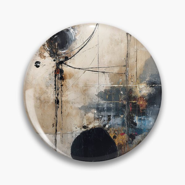 Item preview, Textured Black Circle Abstract Expressionist Art on Beige designed and sold by SlowRegardArt.