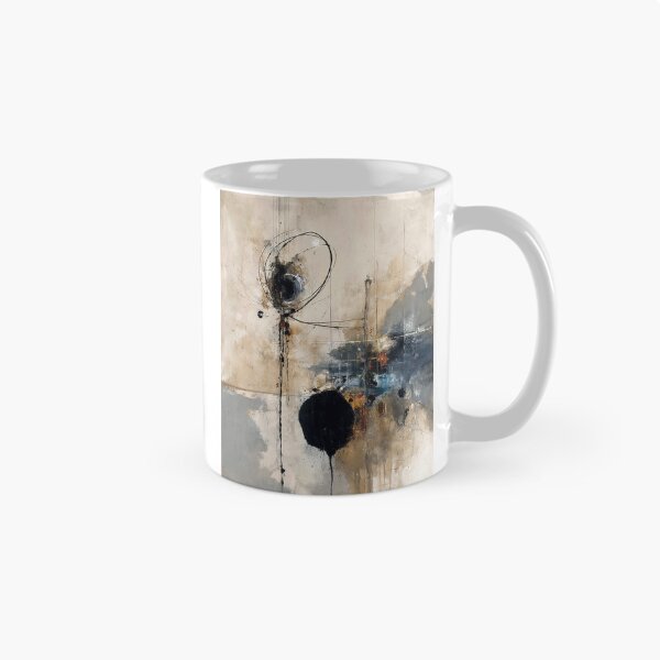 Item preview, Textured Black Circle Abstract Expressionist Art on Beige designed and sold by SlowRegardArt.